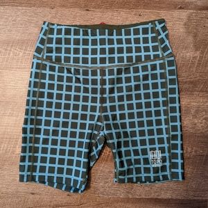 NWOT Topo Design Bike Sport Shorts Olive Grid Size Large